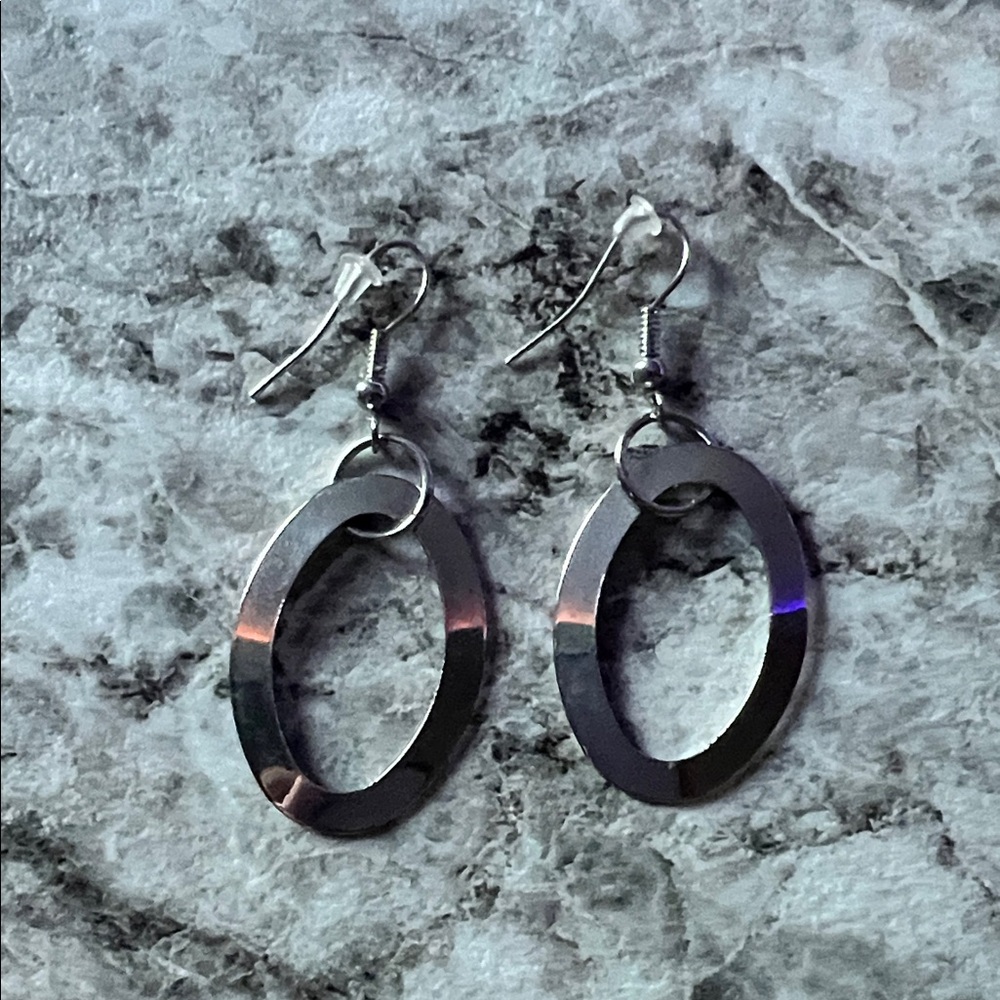 Elegant Silver Oval Earrings